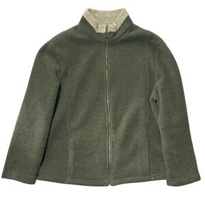 Polartec Full Zip Fleece Jacket Green Collar Men's Size‎ L